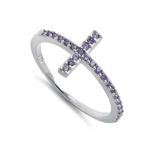 Amethyst Christian Cross Ring
