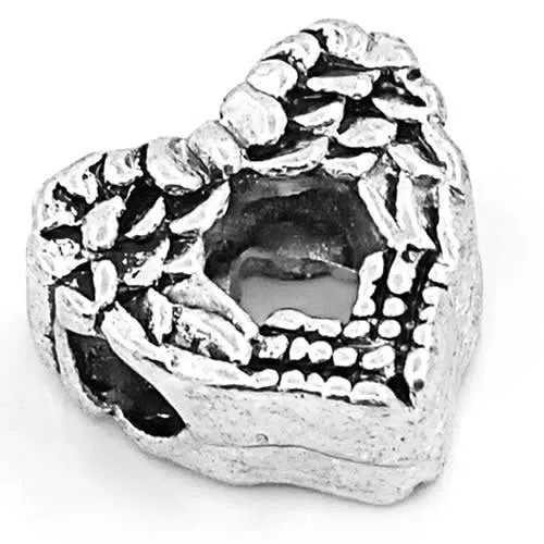 Angel Wings Charm Heart Bead Charm Spacer For Snake Chain Charm Bracelet