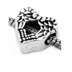 Angel Wings Charm Heart Bead Charm Spacer For Snake Chain Charm Bracelet