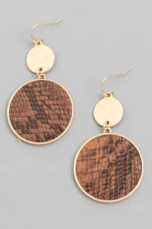 Animal Print Disc Drop Earrings