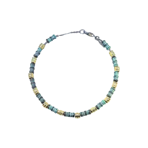 ARTIFACT PEBBLE TEAL PATINA GOLD COMPONENT CHAIN BRACELET