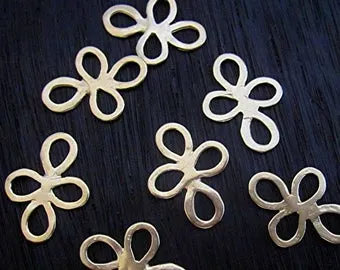Artisan Flower and Cross Charm and Jewelry Link in Gold Bronze (set of 2)