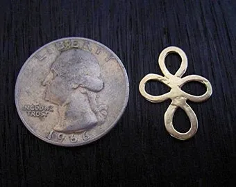 Artisan Flower and Cross Charm and Jewelry Link in Gold Bronze (set of 2)