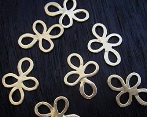 Artisan Flower and Cross Charm and Jewelry Link in Gold Bronze (set of 2)