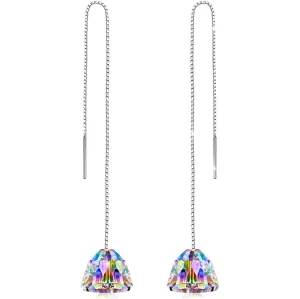 Aurora Borealis Dangling Chandelier Earrings in 14K White Gold