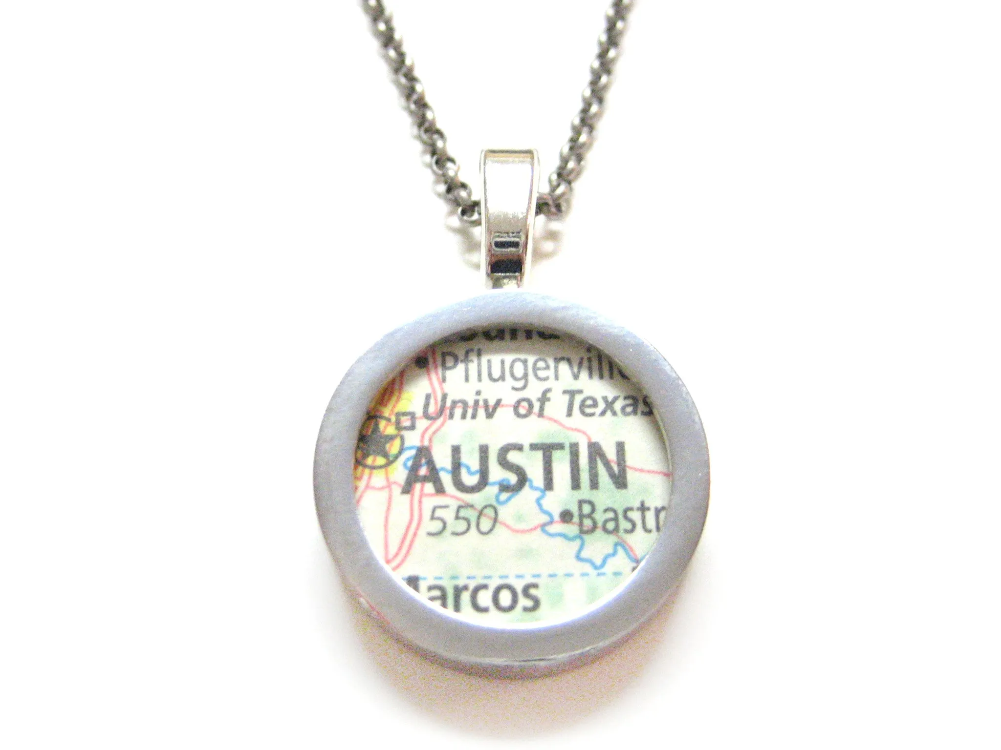 Austin Texas Map Pendant Necklace