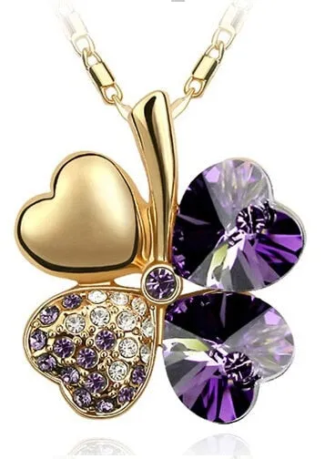 Austrian Crystal Four Leaf Clover Necklase