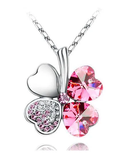 Austrian Crystal Four Leaf Clover Necklase