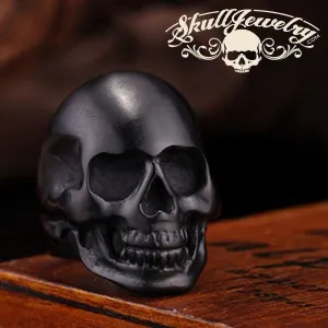 Back in Black Stainless Steel Skull Ring - Matte Black Skull Ring (#BNB)