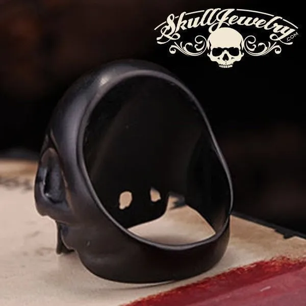 Back in Black Stainless Steel Skull Ring - Matte Black Skull Ring (#BNB)