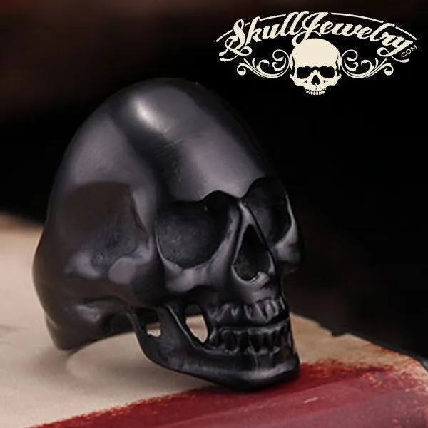 Back in Black Stainless Steel Skull Ring - Matte Black Skull Ring (#BNB)