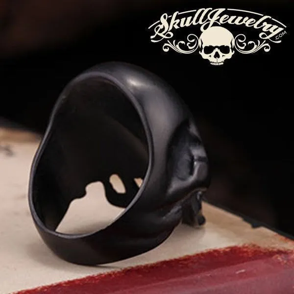 Back in Black Stainless Steel Skull Ring - Matte Black Skull Ring (#BNB)