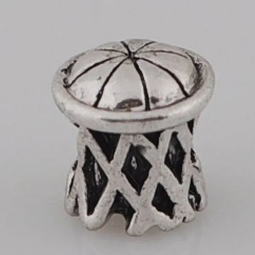 Basketball in Hoop Charm European Bead Compatible for Most European Snake Chain Bracelet
