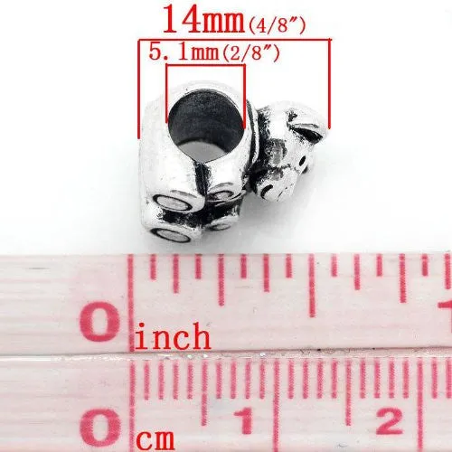 Bear Charm Bead Spacer for Snake Chain Charm Bracelet