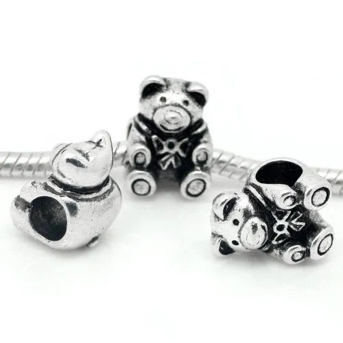 Bear Charm Bead Spacer for Snake Chain Charm Bracelet