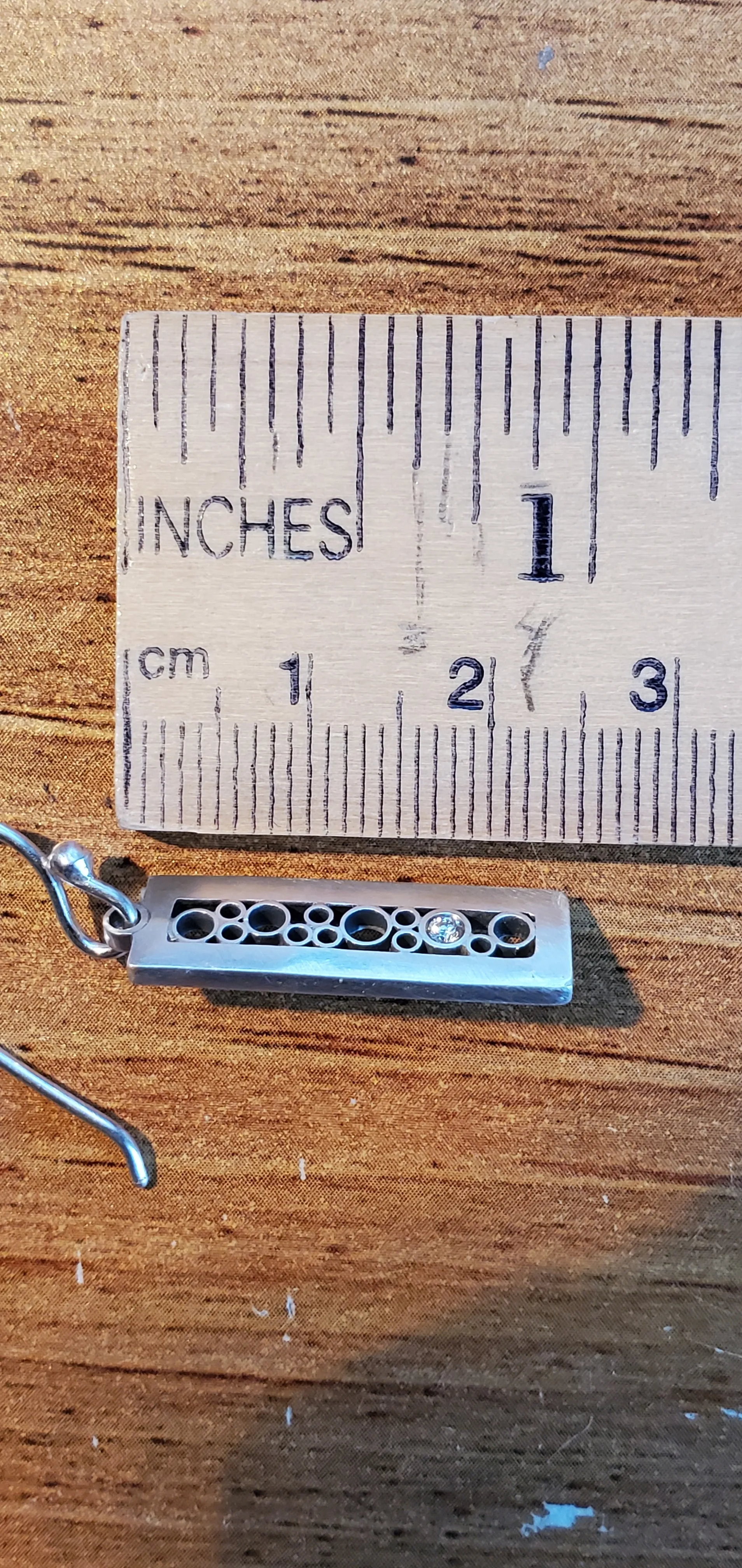 Belle Brooke Luz Sterling Silver Diamond Rectangle Earrings