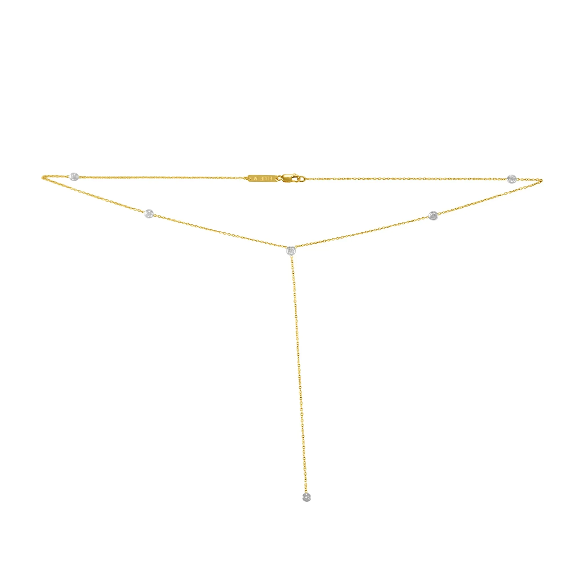 Bezel Set Diamond Lariat Necklace
