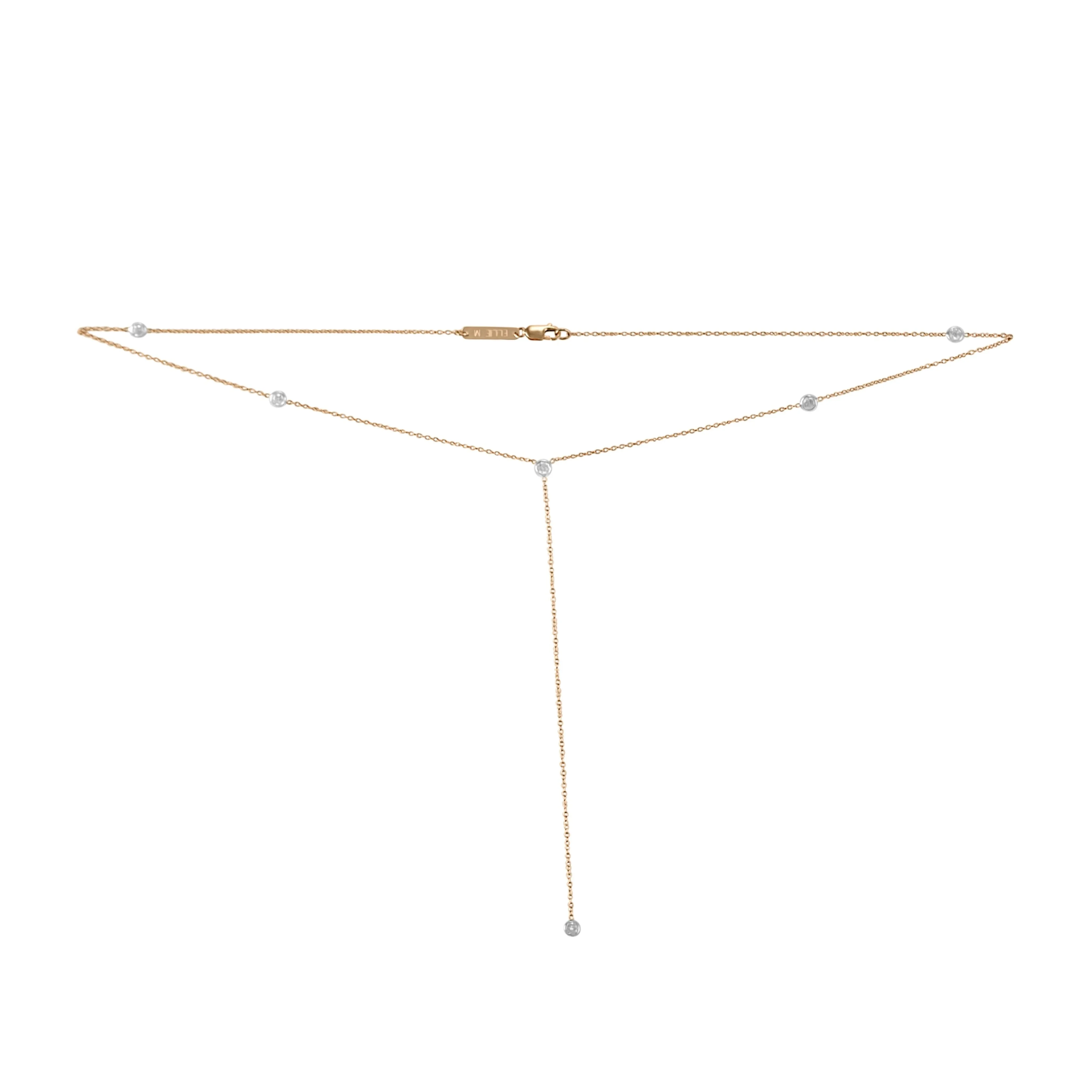 Bezel Set Diamond Lariat Necklace