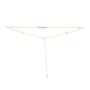 Bezel Set Diamond Lariat Necklace