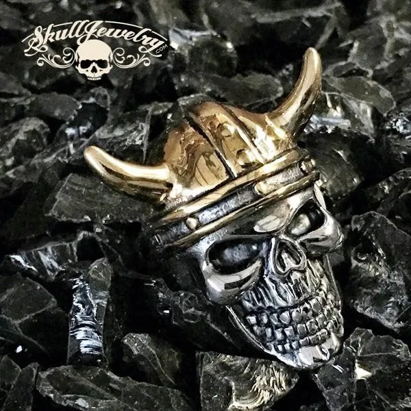 Biblical 'Zedekiah' Last King Of Judah Skull w/Horns Ring (#577)