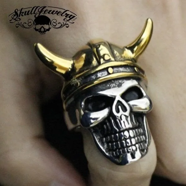 Biblical 'Zedekiah' Last King Of Judah Skull w/Horns Ring (#577)