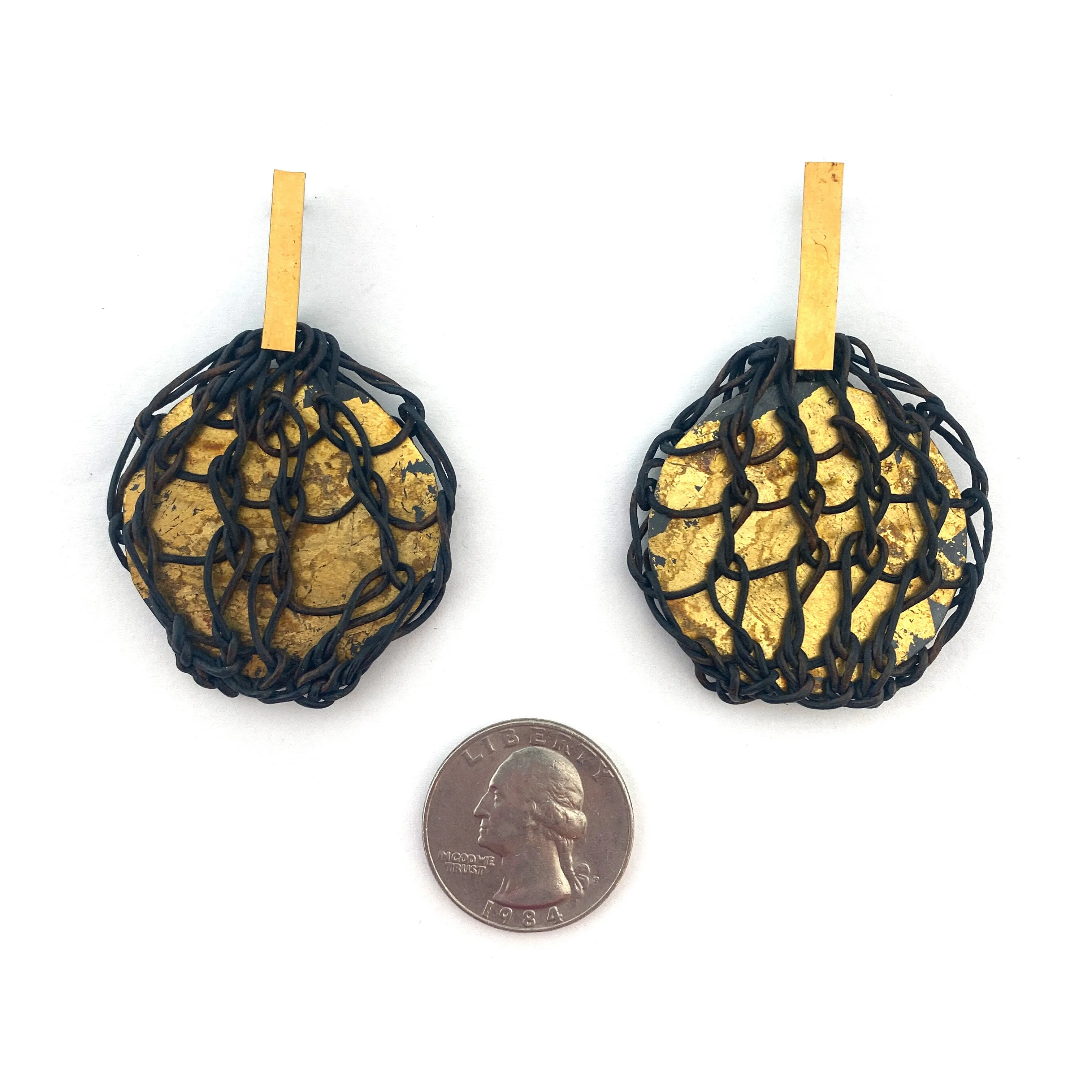 Black and Brown Knit Cord Earrings