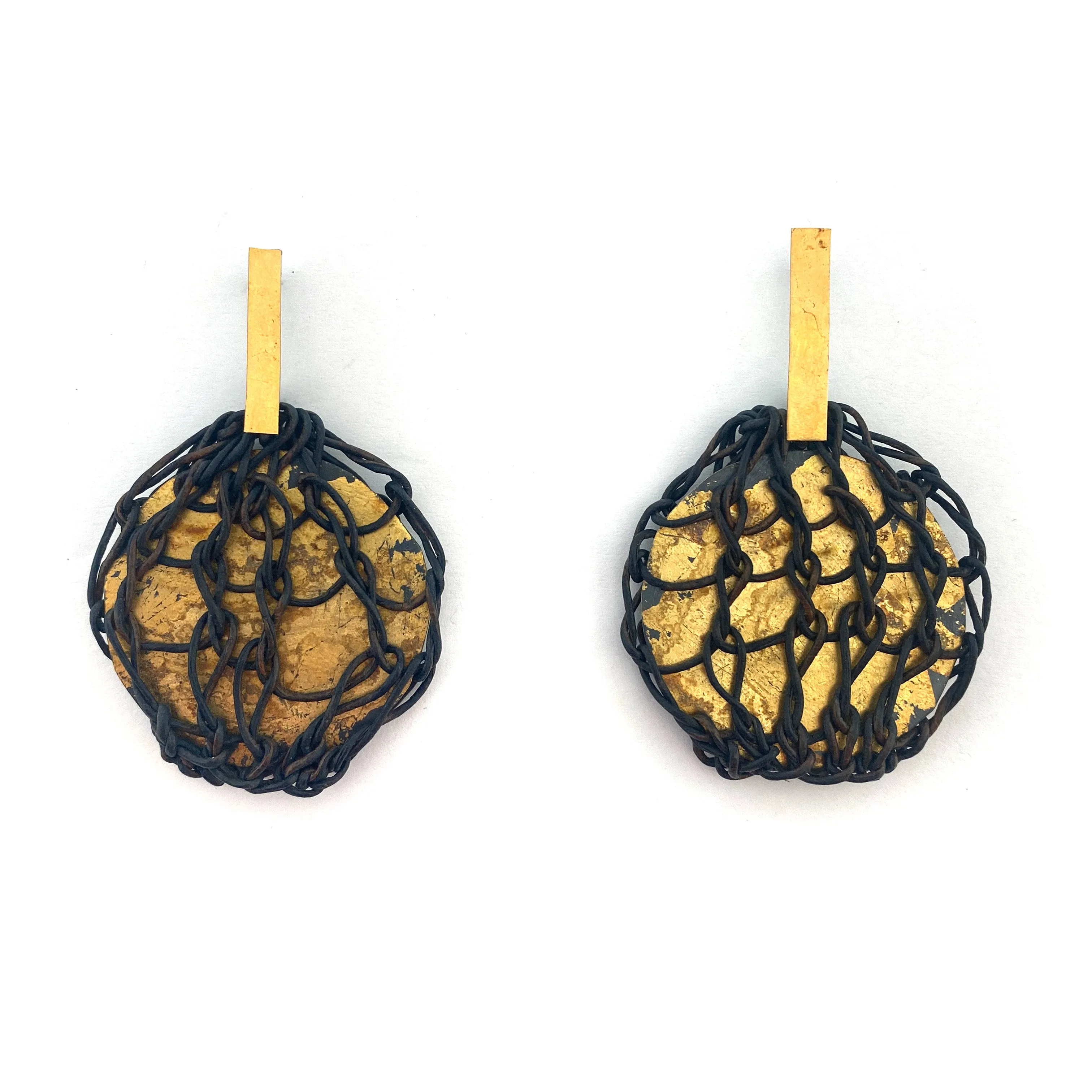 Black and Brown Knit Cord Earrings