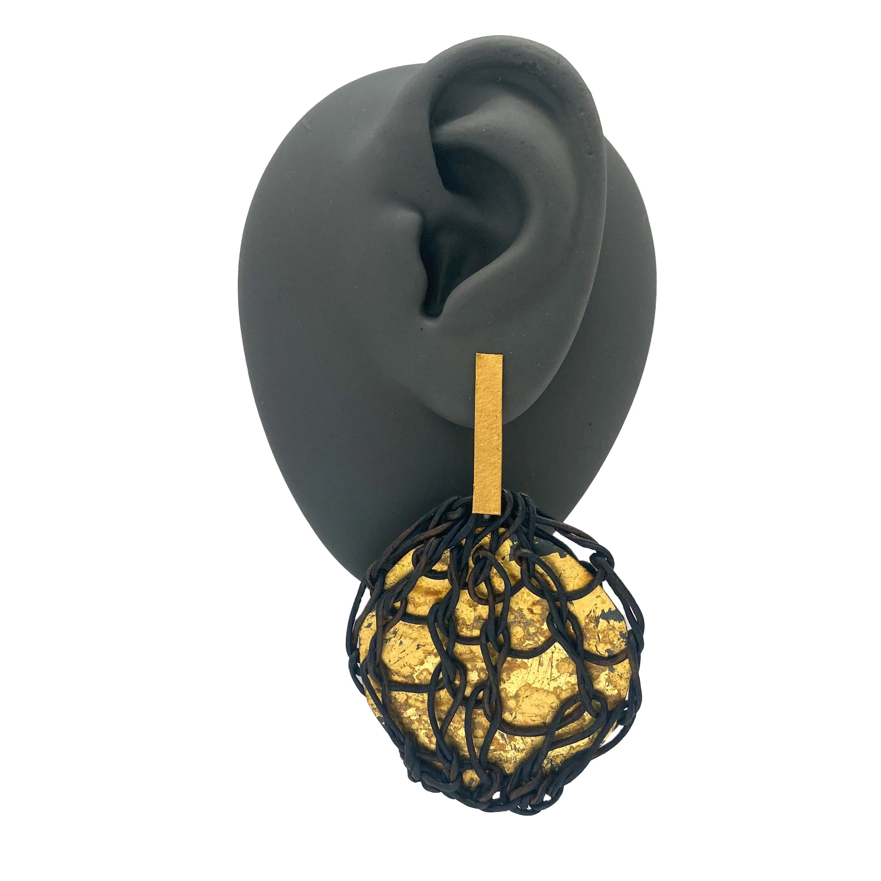 Black and Brown Knit Cord Earrings