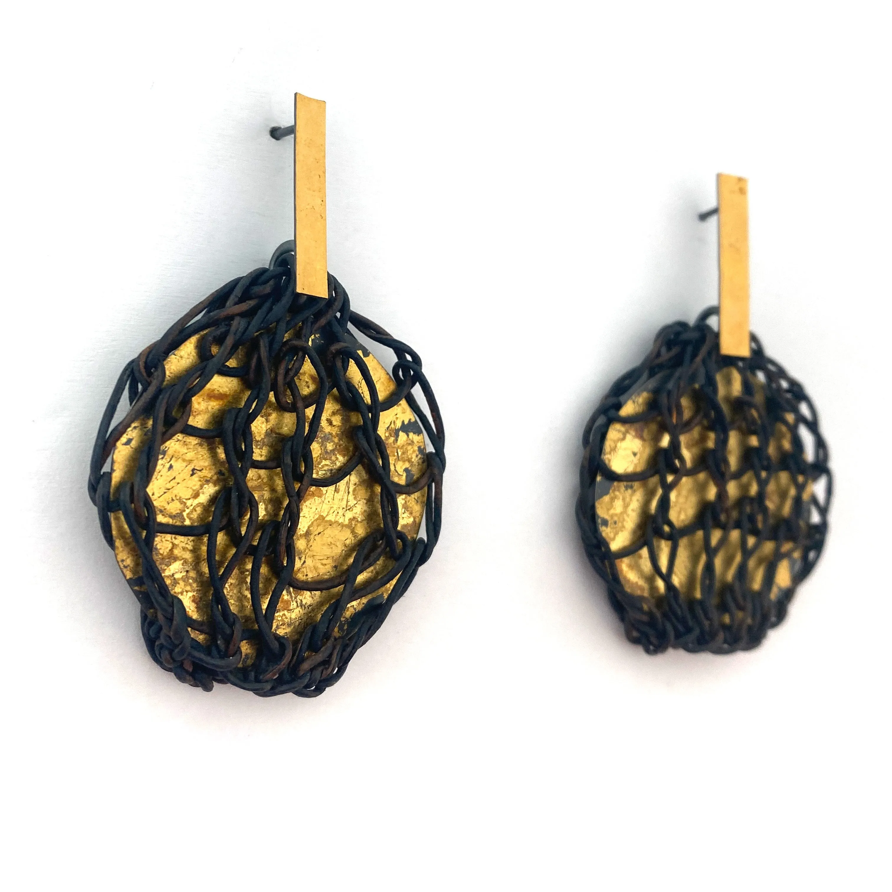 Black and Brown Knit Cord Earrings