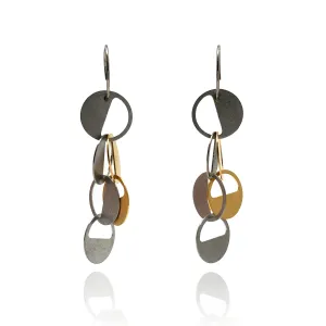 Black and Gold Interlocking Circular Earrings