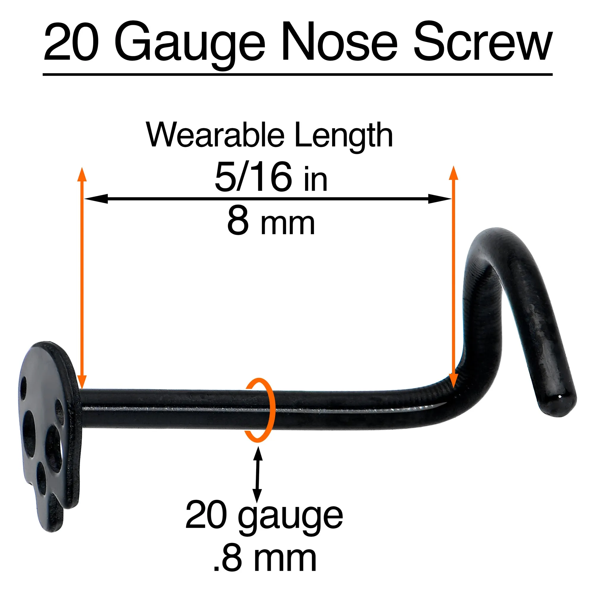 Black Anodized Titanium Skull Nose Ring