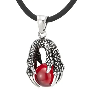 Black Ball Dragon Claw Pendant Necklace for Man for Stainless Steel with Silicone Strap