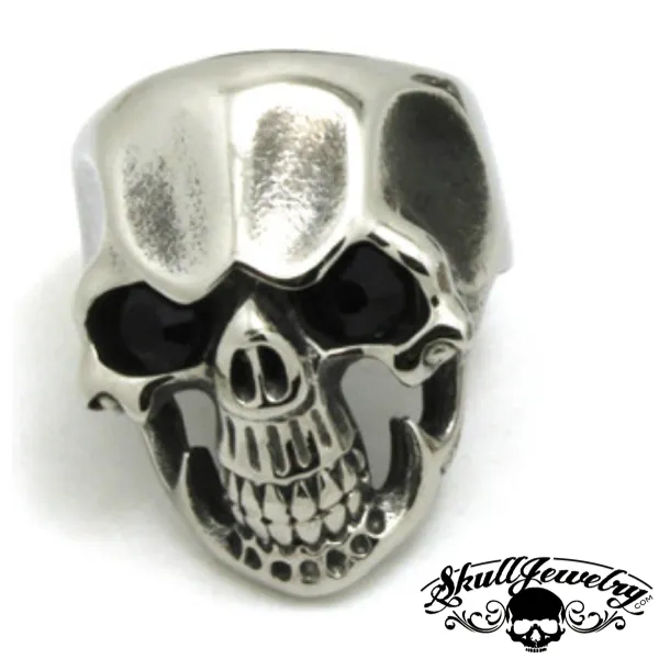 Black Friday - Skull Ring with Black Gem Stone Eyes (245)