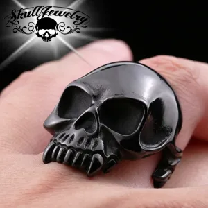 BLACK 'Into The Great Wide Open' Wide Mouth Skull Ring (141BLACK)