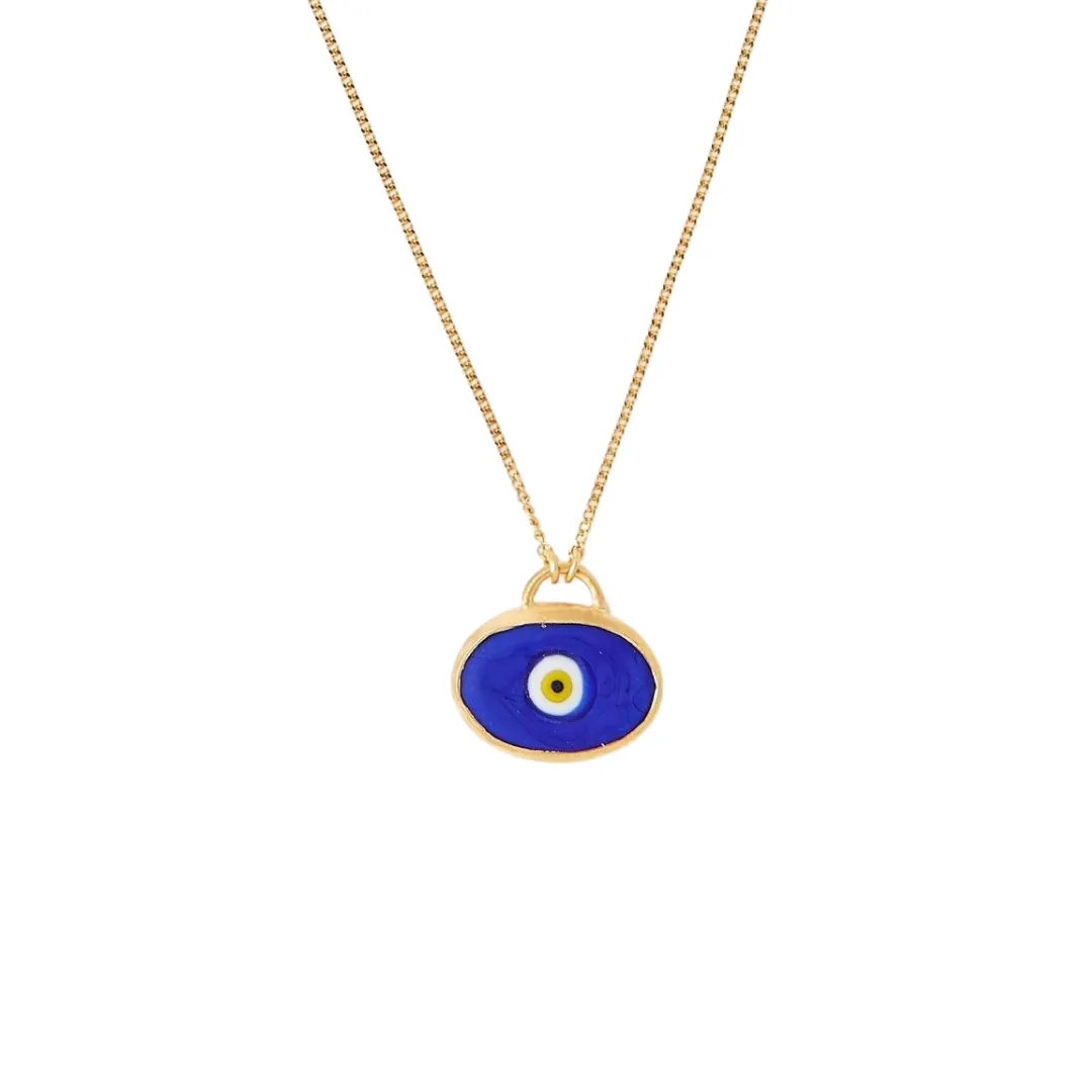 Blue Evil Eye Silver Necklace