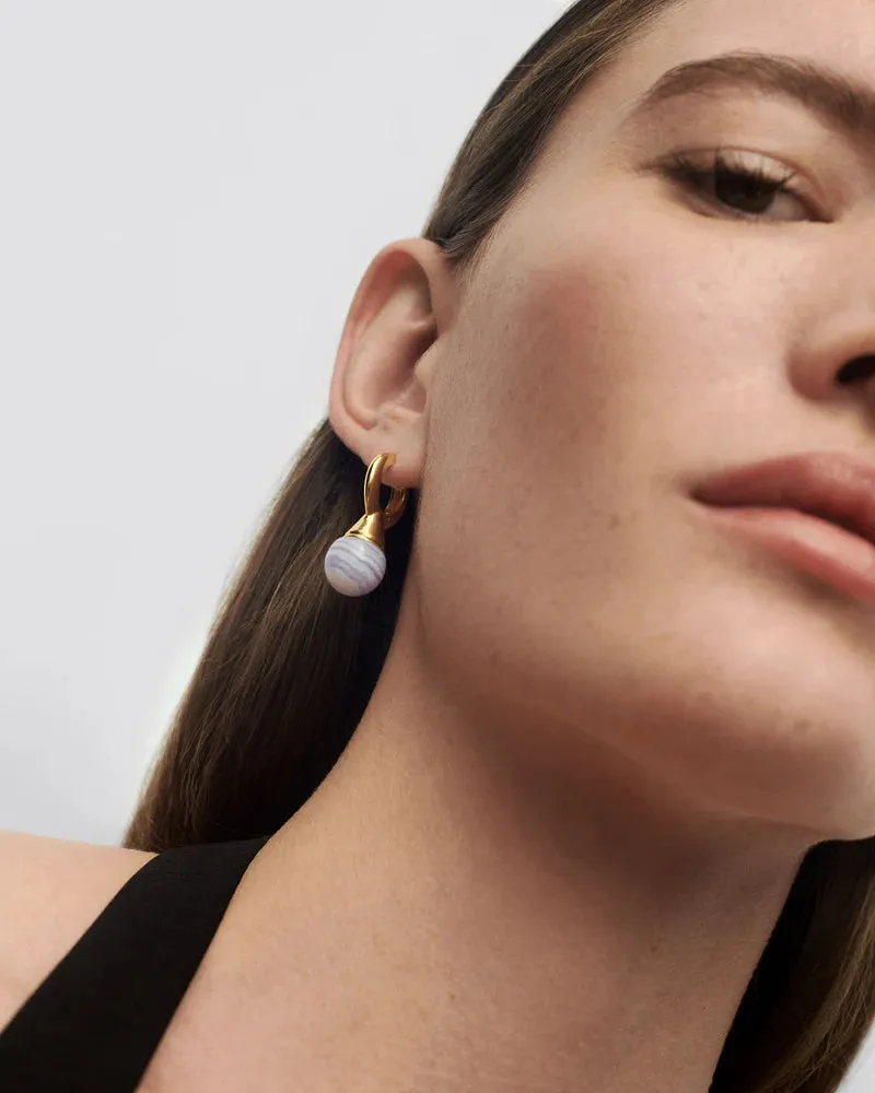 Blue Lace Agate Riviera Hoops