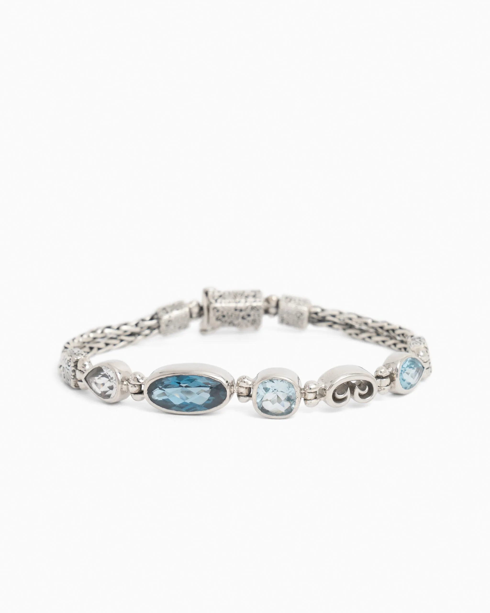 Blue Ocean Link Bracelet with Stones & Petroglyph