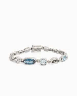 Blue Ocean Link Bracelet with Stones & Petroglyph