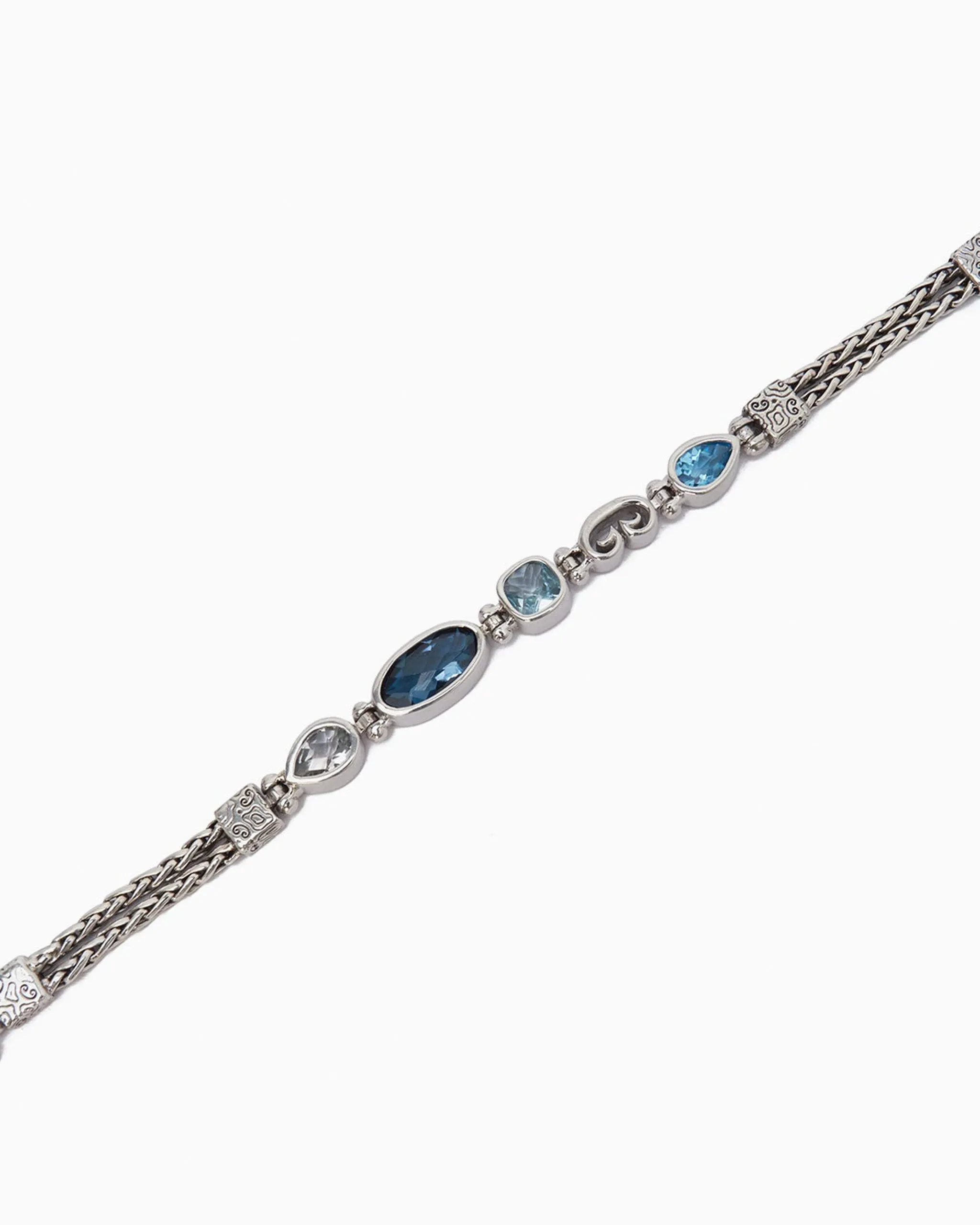 Blue Ocean Link Bracelet with Stones & Petroglyph