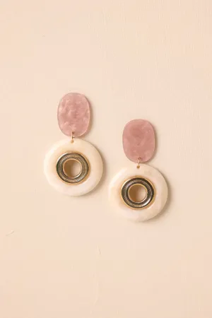 Blush Hour Light Pink Pearlescent Drop Earrings