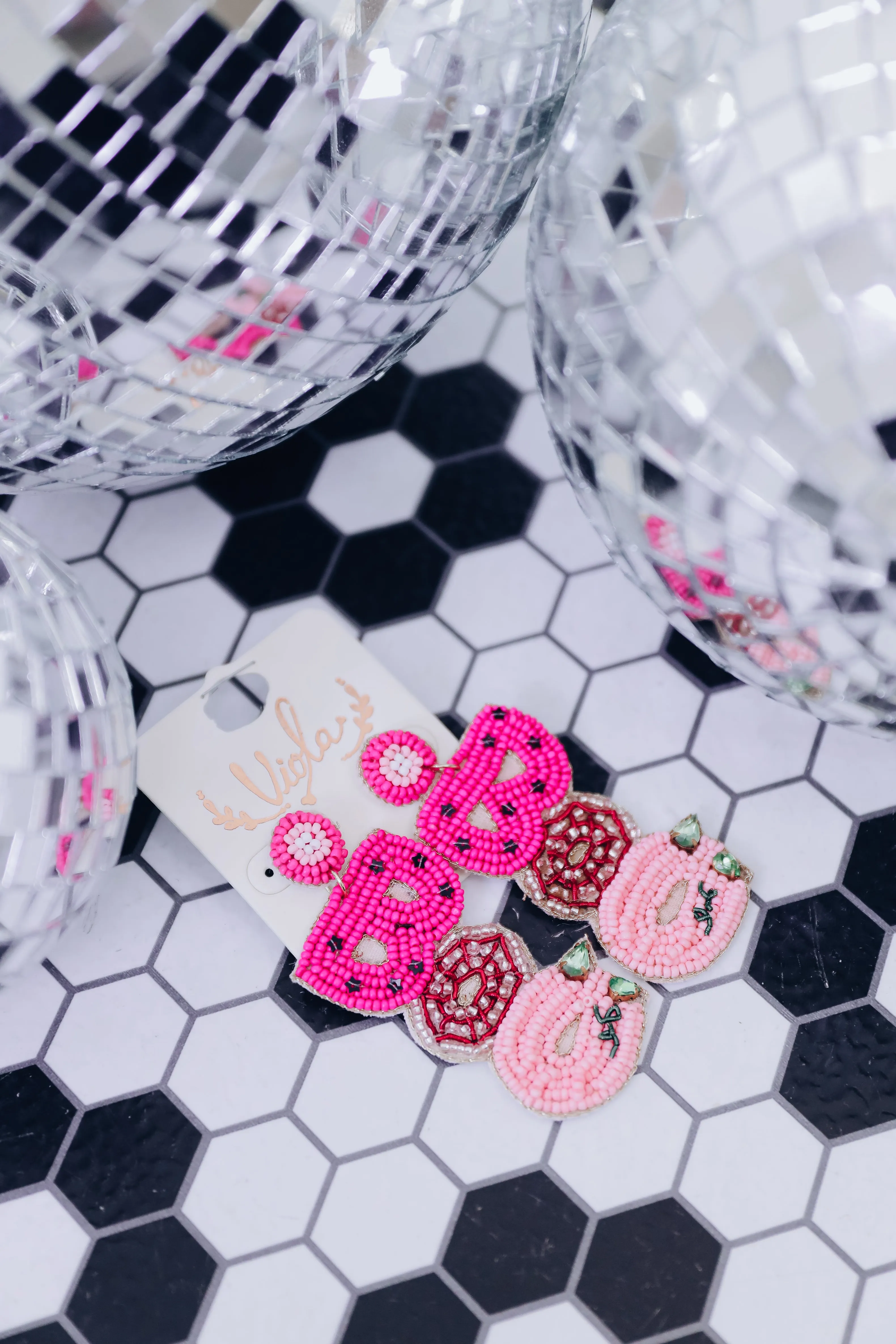 Boo Seed Bead Earrings - Pink