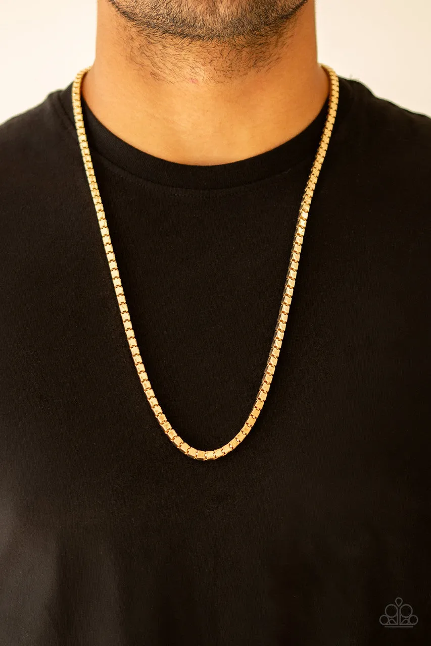 Boxed In Gold Paparazzi Men's Necklace