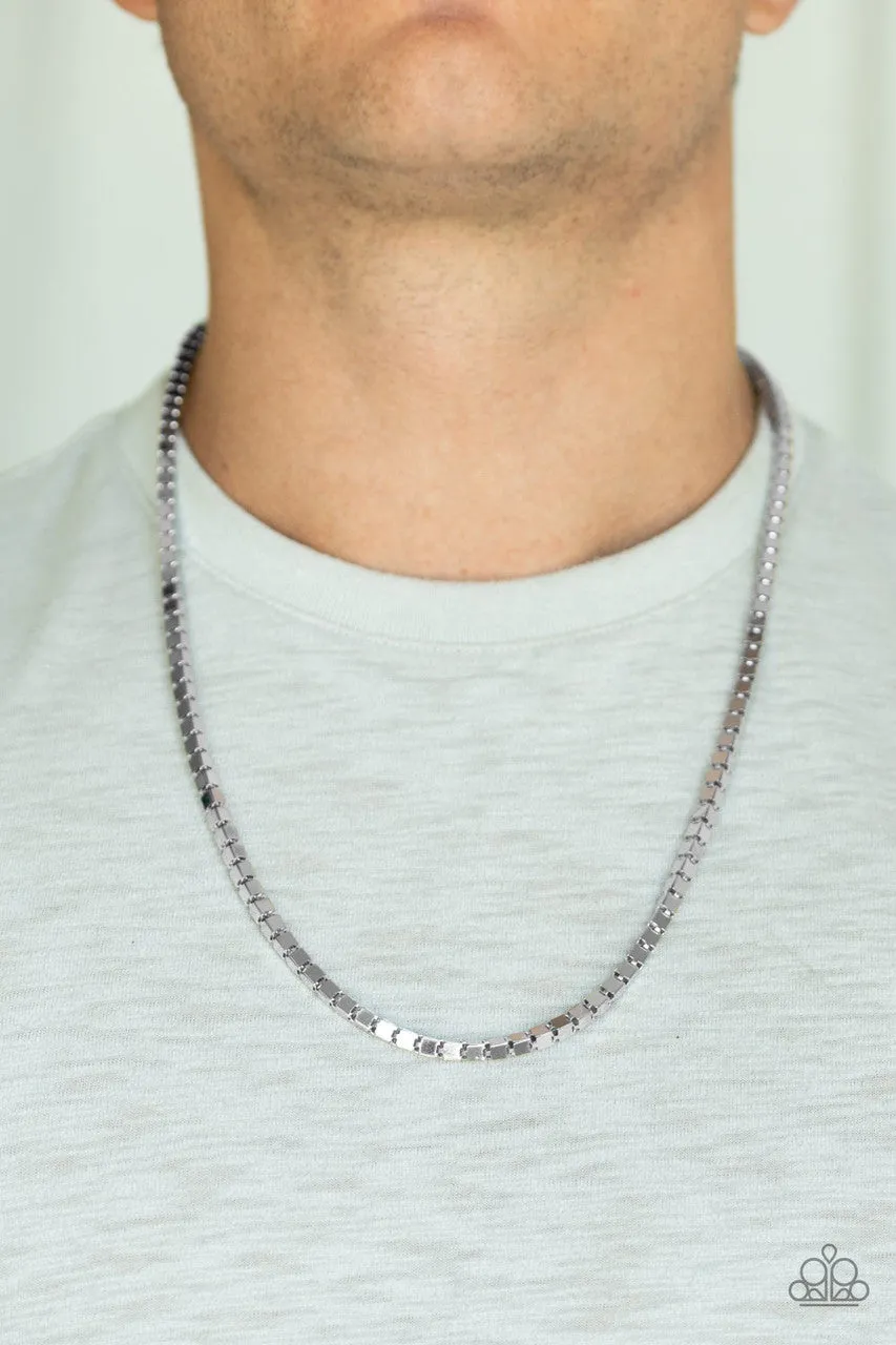 Boxed In Silver Paparazzi Men's Necklace