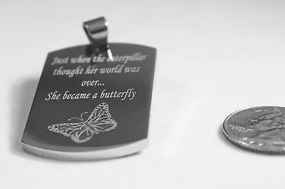 CATERPILLAR TURNS INTO BUTTERFLY MOTIVATIONAL SOLID STAINLESS STEEL NECKLACE