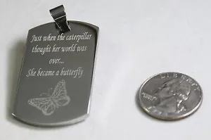 CATERPILLAR TURNS INTO BUTTERFLY MOTIVATIONAL SOLID STAINLESS STEEL NECKLACE