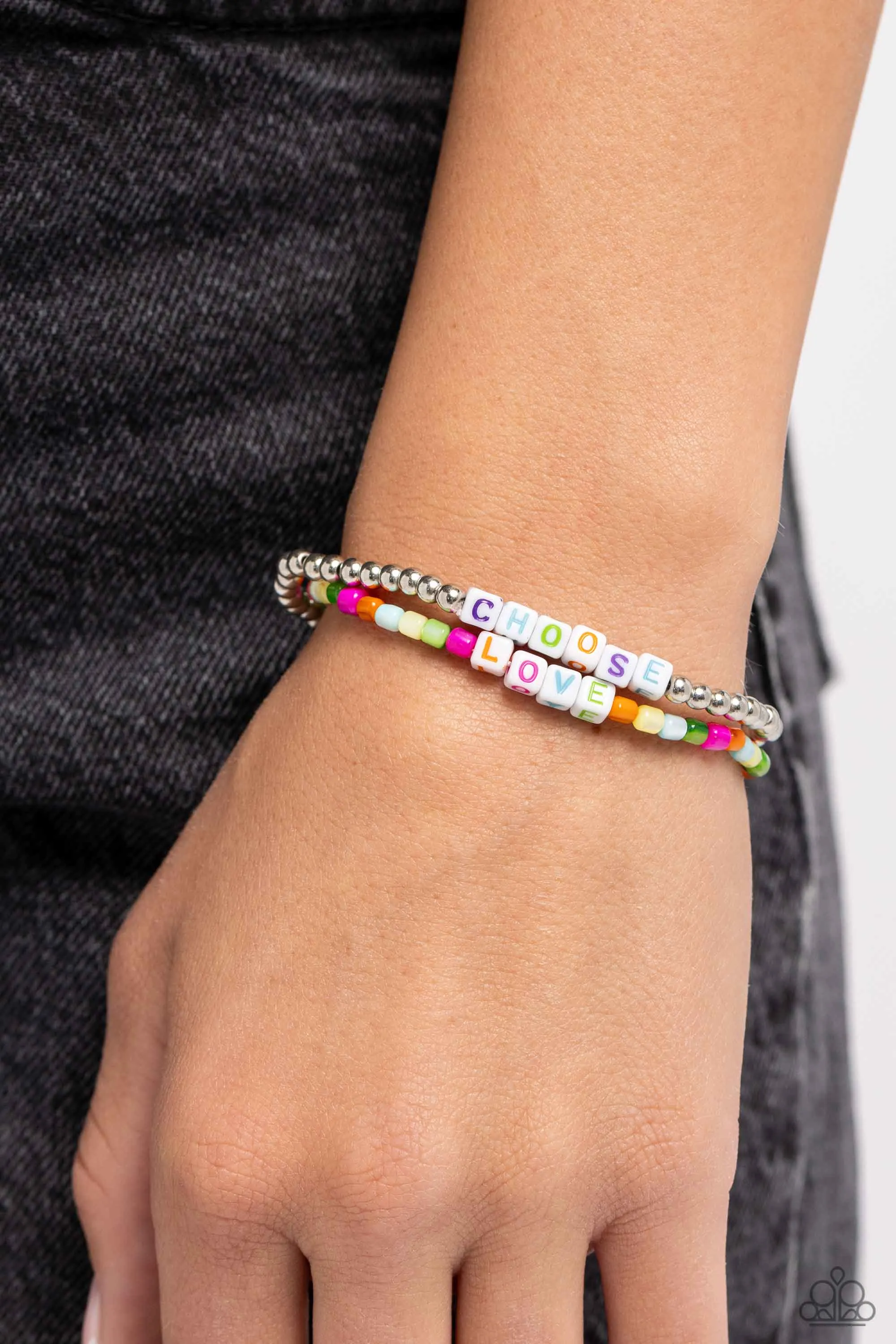 Chasing Love - Multi - Colored Bead "CHOOSE LOVE" Inspirational Paparazzi Stretchy Bracelet