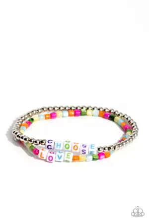 Chasing Love - Multi - Colored Bead "CHOOSE LOVE" Inspirational Paparazzi Stretchy Bracelet