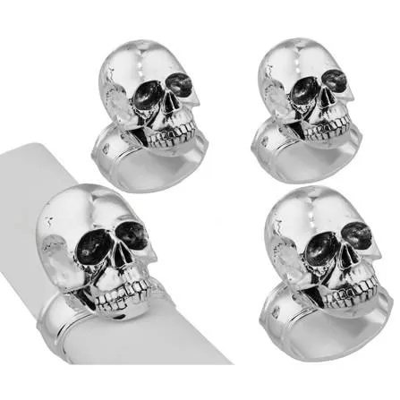 Chrome Skull Napkin Ring Set
