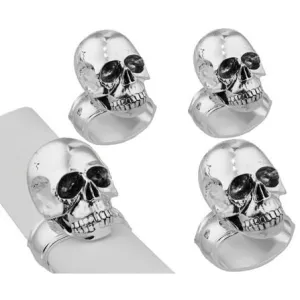 Chrome Skull Napkin Ring Set