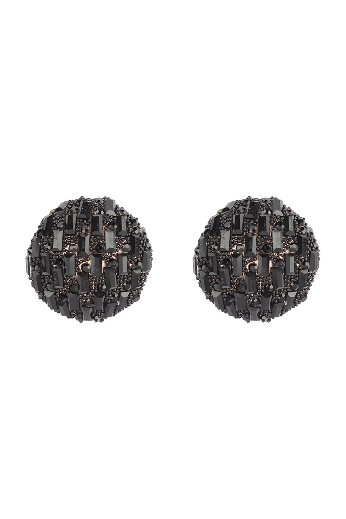 CIRCLE BUTTON RHINESTONE GLITTER STUD EARRINGS